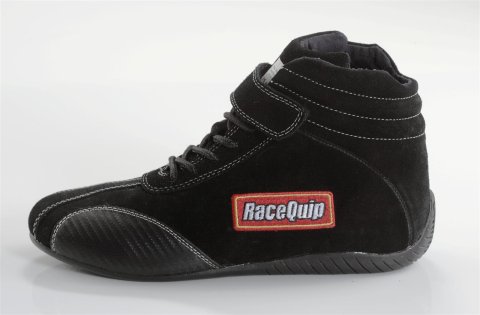 RaceQuip Euro Carbon-L Racing Shoes 30500105RQP Shoes, Mid-top Style, US Mens Shoe Size 10 1/2, Pyrovatex Liner, Black, SFI 3.3/5, Pair