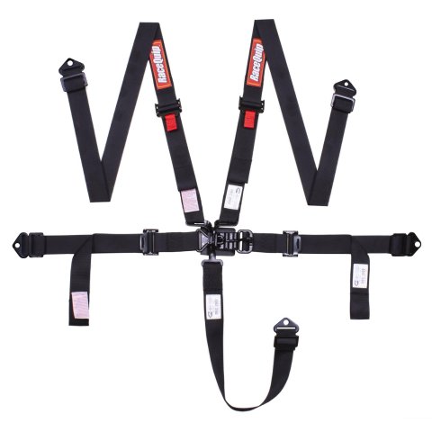 RaceQuip 2 in. Small Buckle Latch & Link Pro Auto Racing 5-Point Harness 811001RQP Harnesses, and 5 Point Racing, Harness, Black, SFI 16.1 Seat Belt Set