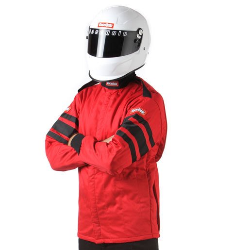RaceQuip 120 Series Pyrovatex SFI-5 Jackets 121015RQP Driving Jacket, Series, Pyrovatex, Multi-Layer, Red with Black Stripe, Men's Large, Each