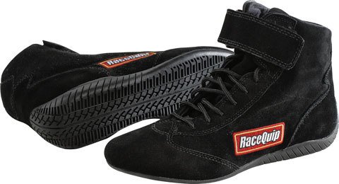 RaceQuip 303 Mid-Top Racing Shoes 30300120RQP Driving Shoes, Mid-Top, Black, Suede/Leather, Men's Size 12, SFI 3.3/5, Pair