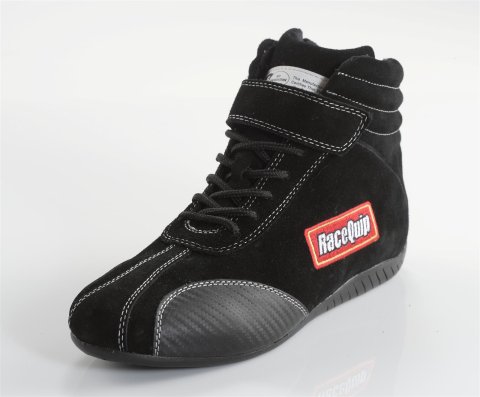 RaceQuip Euro Carbon-L Racing Shoes 30500075RQP Shoes, Mid-top Style, US Mens Shoe Size 7 1/2, Pyrovatex Liner, Black, SFI 3.3/5, Pair