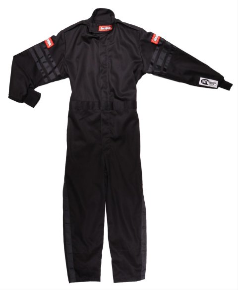 RaceQuip SFI-1 Pro-1 Single Layer Kids Suits 1959990RQP Driving Suits, Suits, One-piece, Pyrovatex, Black, SFI 3.2A/1, Youth 2X-Small, Each