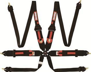 RaceQuip FIA Camlock Harnesses 854004RQP Racing Harness, Camlock, 6-Point, Camlock, Pull Up, 8853-2016, Polyester, Black, Each