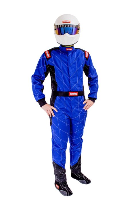 RaceQuip Chevron-1 FRC SFI-1 Suits 130927RQP Suits, One-Piece, Men's 2X-Large, Single Layer, SFI 3.2A/1, Blue, Each