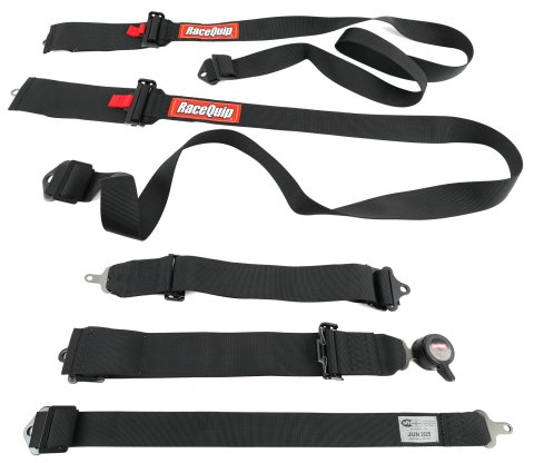 RaceQuip Camlock 5-Point Harness 745005RQP Racing Harness, Sportsman, Complete, 5-Point, Camlock, SFI 16.1, Polyester, Black, Each