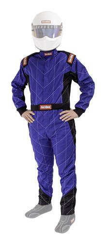 RaceQuip Chevron-1 FRC SFI-1 Suits 130926RQP Suits, One-Piece, Men's X-Large, Single Layer, SFI 3.2A/1, Blue, Each