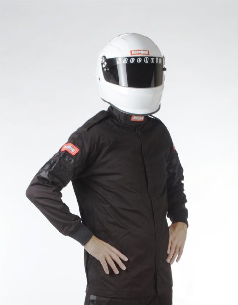 RaceQuip 110 Series Pyrovatex SFI-1 Jackets 111009RQP Driving Jacket, Series, Pyrovatex, Single Layer, Black with Black Stripe, Men's 4X-Large, Each