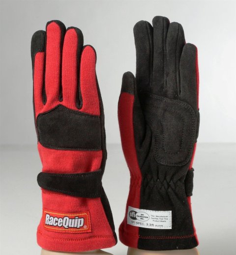 RaceQuip 355 Gloves 355016RQP Driving Gloves, 355, 2-Layer, Leather/Nomex®, Red/Black, Men's X-Large, SFI 3.3/5, Pair