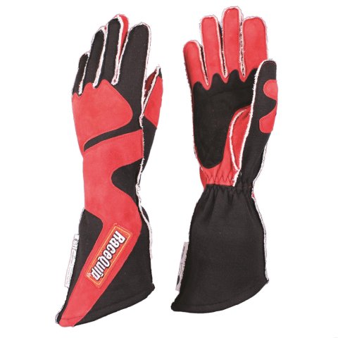 RaceQuip 359 Series Outseam Angle-Cut Gloves 359103RQP Driving Gloves, Series, Two Layer, Nomex/Suede, Race Gloves, SFI 3.3/5, Black/Red, Medium, Pair