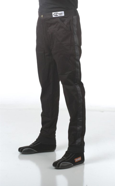 RaceQuip 110 Series Pyrovatex SFI-1 Pants 112000RQP Driving Pants, Series, Pyrovatex, Single Layer, Black with Black Stripe, Men's 5X-Large, Each