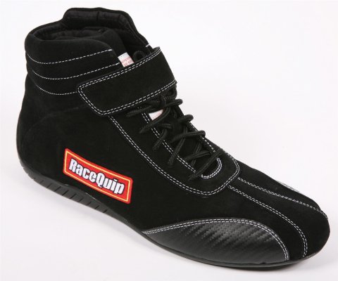 RaceQuip Euro Carbon-L Racing Shoes 30500150RQP Shoes, Mid-top Style, US Mens Shoe Size 15, Pyrovatex Liner, Black, SFI 3.3/5, Pair