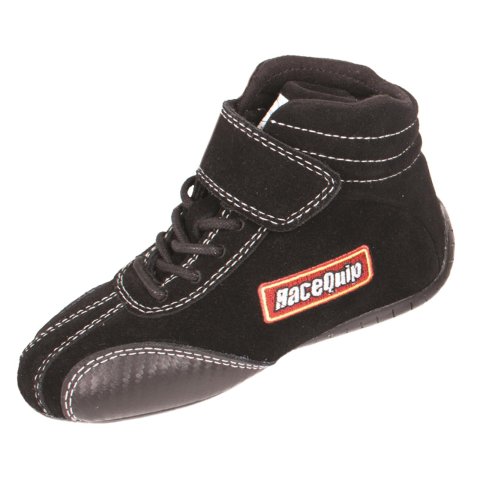 RaceQuip Euro Carbon-L Racing Shoes 30400910RQP Shoes, Mid-top Style, US Youth Shoe Size 10, Pyrovatex Liner, Black, SFI 3.3/5, Pair