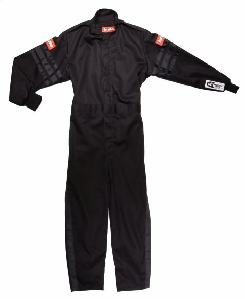 RaceQuip SFI-1 Pro-1 Single Layer Kids Suits 1959991RQP Driving Suits, Suits, One-piece, Pyrovatex, Black, SFI 3.2A/1, Youth X-Small, Each