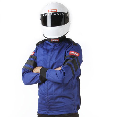 RaceQuip 120 Series Pyrovatex SFI-5 Jackets 121025RQP Driving Jacket, Series, Pyrovatex, Multi-Layer, Blue with Black Stripe, Men's Large, Each