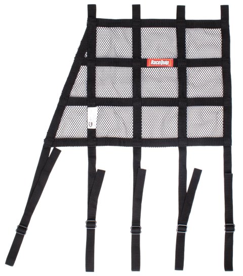 RaceQuip Hybrid Window Nets 823003RQP Net, Hybrid, Trapezoid, Mesh/Ribbon, Polypropylene, Black, 18 in. Width, 18 in. Height, SFI 27.1, Each