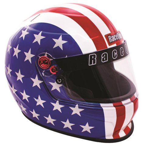 RaceQuip PRO20 Helmets 276122RQP Helmet, PRO20, Full, Gloss Red/WhiteBlue, Snell SA2020, EPS Liner, American Flag Graphic, Small, Each