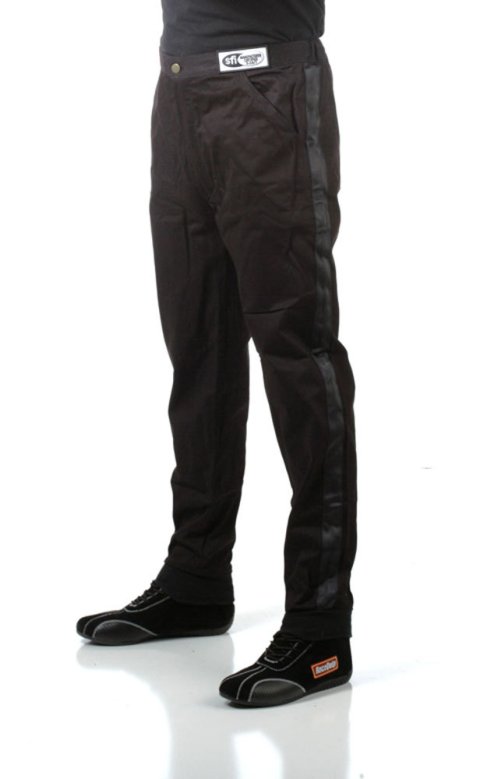 RaceQuip 110 Series Pyrovatex SFI-1 Pants 112006RQP Driving Pants, Series, Pyrovatex, Single Layer, Black with Black Stripe, Men's X-Large, Each