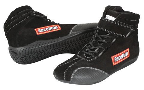 RaceQuip Euro Carbon-L Racing Shoes 30500050RQP Shoes, Mid-top Style, US Mens Shoe Size 5, Pyrovatex Liner, Black, SFI 3.3/5, Pair
