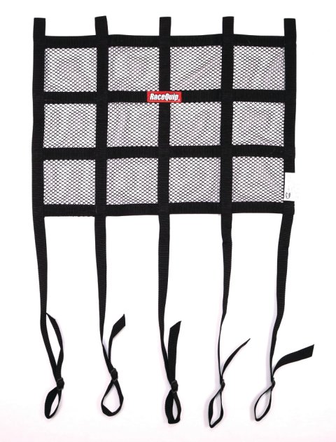 RaceQuip Hybrid Window Nets 822003RQP Net, Hybrid, Rectangle, Mesh/Ribbon, Polypropylene, Black, 18.00 in. Width, 18.00 in. Height, SFI 27.1, Each