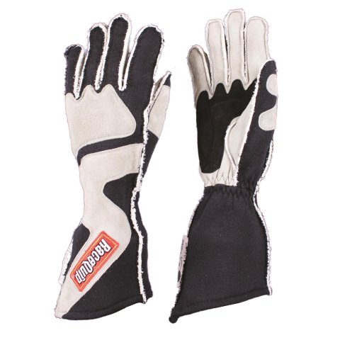 RaceQuip 359 Series Outseam Angle-Cut Gloves 359603RQP Driving Gloves, Series, Two Layer, Nomex/Suede, Race Gloves, SFI 3.3/5, Black/Gray, Medium, Pair