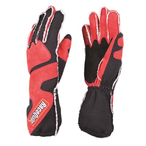 RaceQuip 356 Series Outseam Gloves with Cuffs 356107RQP Driving Gloves, Series, Two Layer, Nomex/Suede, Race Gloves, SFI 3.3/5, Black/Red, 2X-Large, Pair