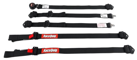 RaceQuip Jr. Dragster and Quarter Midget 5-Point Harness 739009RQP Racing Harness, Dragster, Midget, Complete, 5-Point, Camlock, SFI 16.2, Nylon, Black, Each