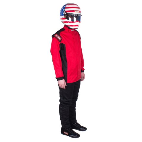 RaceQuip Chevron-1 FRC SFI-1 Jackets 131913RQP Single Layer Racing Driver Fire Suit Jacket; SFI 3.2A/ 1 ; Red Medium