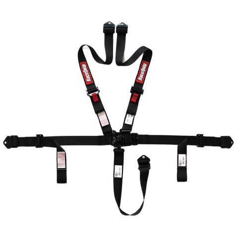 RaceQuip 2 in. Small Buckle Latch & Link Pro 5-Point Auto Racing Harnesses 809009RQP Harness, Complete, Pull-Up, Link, Buckle, 5-Point, SFI 16.1, HANS/HNR, Polyester, Black, Each