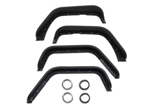 Fishbone Offroad Tube Fenders for 2007-2017 WRANGLER, 2018 WRANGLER JK - FB23006 Fenders, Tube, Front and Rear Outer, Driver and Passenger Side, Steel, Black Textured Powdercoated, Jeep, Wrangler JK, Kit