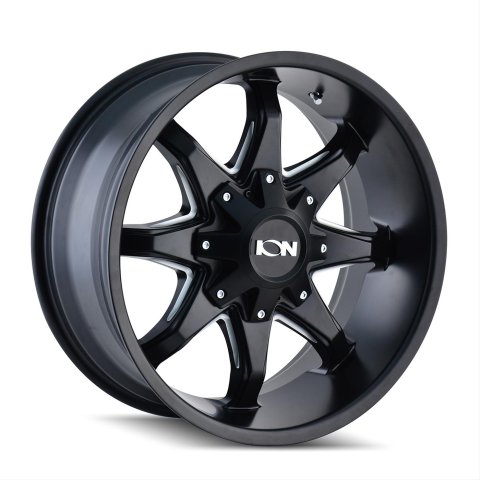 ION Alloy Series 181 Satin Black Wheels with Milled Spokes 20x12 SATIN BLACK/MILLED SPOKES 20X12 8-165.1/8-170 -44mm 130.8mm