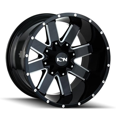 ION Alloy Series 141 Gloss Black Milled Wheels 18x9 Wheel, 141, Black, Gloss, Machined, Aluminum, 18 in. x 9 in., +18.00mm Offset, 5.71 in. Backspace, 8 x 6.5 in. Bolt Pattern, Each