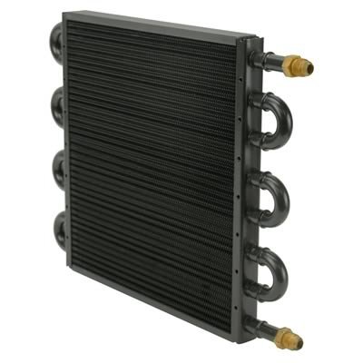 Derale Replacement Tube and Fin Engine Oil Coolers 13320 Transmission Cooler, Tube-Fin Type, Copper/Aluminum, 10.250 in. x 13.500 in. x 0.750 in., -6 AN, Inlet, Outlet