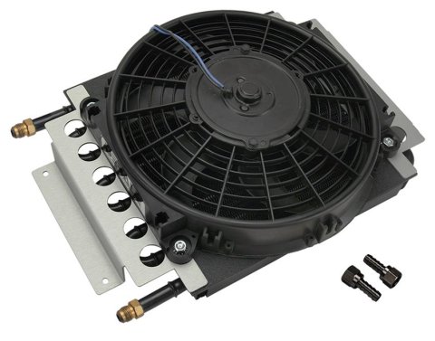 Derale Electra-Cool Remote Fluid Coolers 13720 Oil Cooler, 11.5 in. x 15.75 in. x 4 in. Cooler, 10 in. Fan, -6 AN Male, Kit