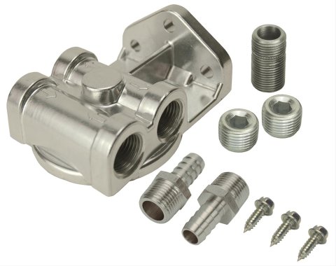 Derale Remote Filter Mounts 15709 Oil Mount, 1/2 in. NPT Ports, 3/4 in.-16 Threads, Each