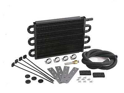 Derale 7000 Series Tube and Fin Transmission Coolers 13102 Fluid Cooler, Transmission, Fin, Aluminum, Copper, Black, .750 in. x 16.625 in. x 5.125 in., Kit
