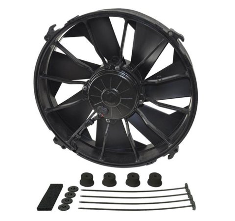 12 Inch 2,000 CFM Derale High-Output Single RAD Fan 16924 Fan, High Output RAD, Electric, Pusher, cfm, 24.80 amps, 7 Blades, in. Diameter, Each