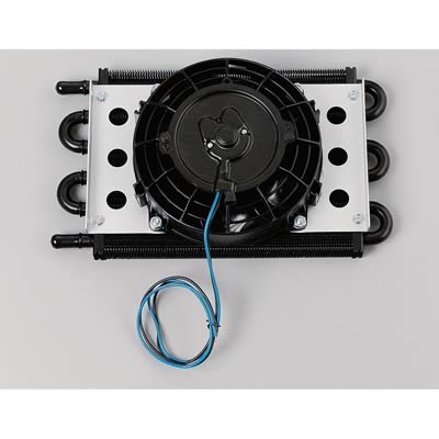 Derale Econo-Cool Remote Fluid Coolers with Fans 13730 Oil Cooler, 12 3/4 in. x 7 5/8 in. x 3 3/4 in., 7 in. Fan, 11/32 in. Hose Barb Fittings, Kit