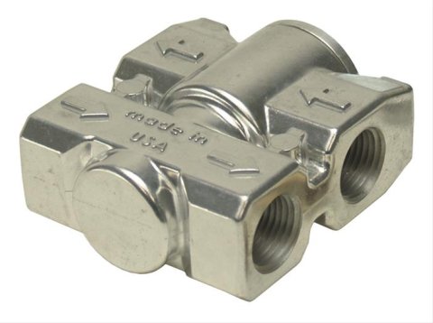 Derale Fluid Control Thermostats 25719 Remote Oil Thermostat, Aluminum, Dual 1/2 in. NPT Female Inlets, Dual 1/2 in. NPT Female Outlets, No fittings