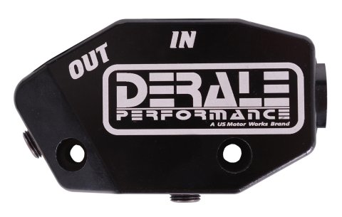 Derale LS Engine Oil Cooler Adapter Kits 35621 Adapter, Cooler, Billet Aluminum, Thermostat, Black Anodized, GM, LS, Each