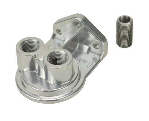 Derale Oil Filter Adapters 25728 Adapter, Remote Mount Style, 13/16-16 in. Nipple Thread Size, Aluminum, Polished, Each