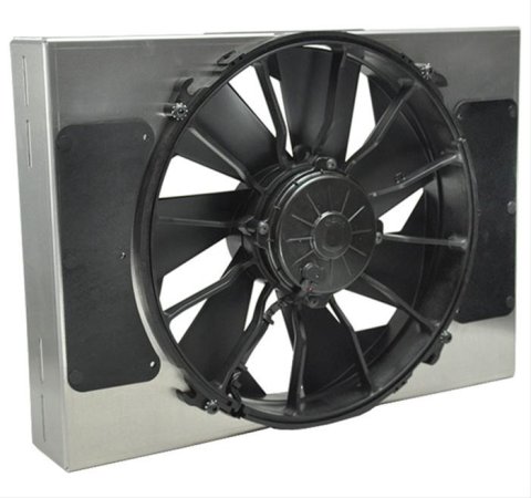 12 Inch 2,000 CFM Derale High-Output Single RAD Fan and Shroud Kit 16814 Electric Fan, Single, in. Diameter, With Shroud, 18 in. Width, 13 in. Height, 4 in. Thick, Each.