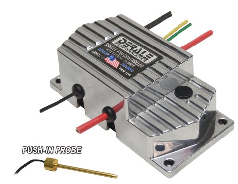 Derale High-Amperage Adjustable Fan Controllers 16778 Controller, High-Amperage, Adjustable, Single, 150-240 degrees F, Sending Unit, Relay, Wiring Harness, Kit