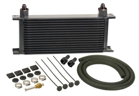 Derale Stacked Plate Fluid Coolers 13402 Cooler, Transmission, Plate-Type, Aluminum, Copper, Black, 6 in. x 13 in. x 2 in., Kit