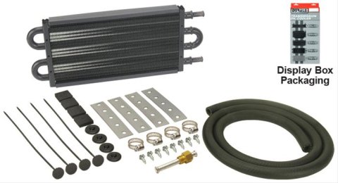 Derale 7000 Series Tube and Fin Transmission Coolers 13101 Fluid Cooler, Transmission, Fin, Aluminum, Copper, Black, 5 in. x 12 in. x 3/4 in., Each
