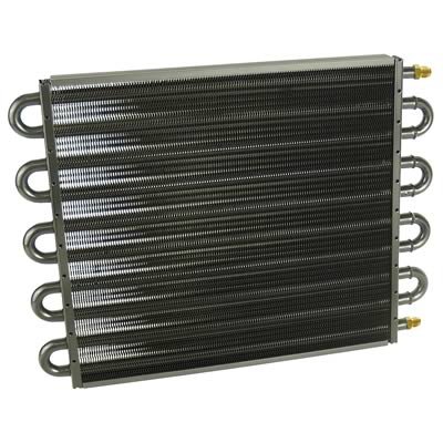 Derale 7000 Series Tube and Fin Transmission Coolers 13315 Cooler, Fin, Aluminum, -6 AN Male Fittings, 12.625 in. x 17.5 in., x 0.750 in., Kit