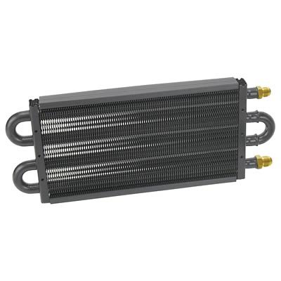 Derale 7000 Series Tube and Fin Transmission Coolers 13311 Cooler, Fin, Aluminum, -6 AN Male Fittings, 5.125 in. x 13.5 in., x 0.750 in., Kit