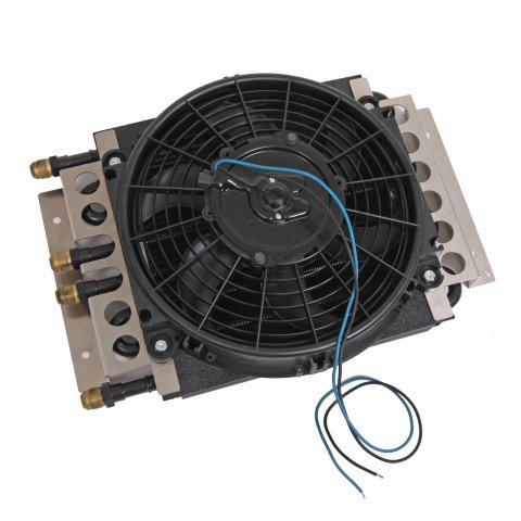Derale Electra-Cool Remote Fluid Coolers 15220 Cooler, Electra-Cool, Tube and Fin, Copper/Aluminum, Black, 11.5 in. x 15.7 in. x 4 in., 650 cfm Fan