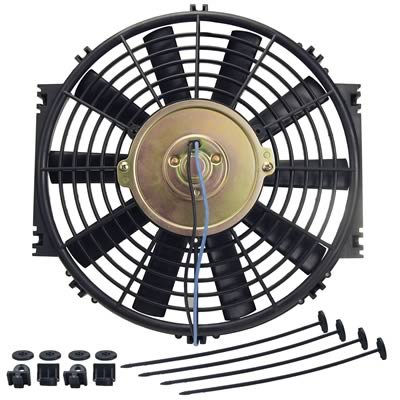 10 Inch 500 CFM Derale Dyno-Cool Straight Blade Fan 16910 Electric Fan, Single, in. Diameter, Pusher, Puller, cfm, Black, Plastic, Each