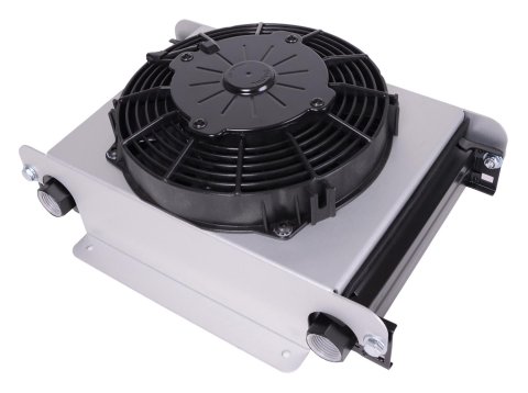 Derale Hyper-Cool Remote Fluid Coolers with Fan Kits 13764 Automatic Transmission Oil Cooler Kit, 25 Row Cooler, 7/8-14 O-ring