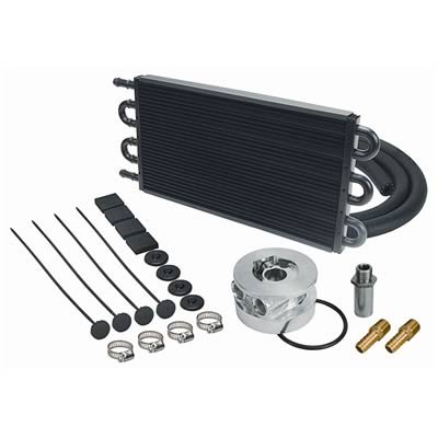 Derale 7000 Series Tube and Fin Engine Oil Cooler Kits 15503 Fluid Cooler, Engine, Fin, Aluminum, Copper, Black, 7 1/2 in. x 17 in. x 3/4 in., Each